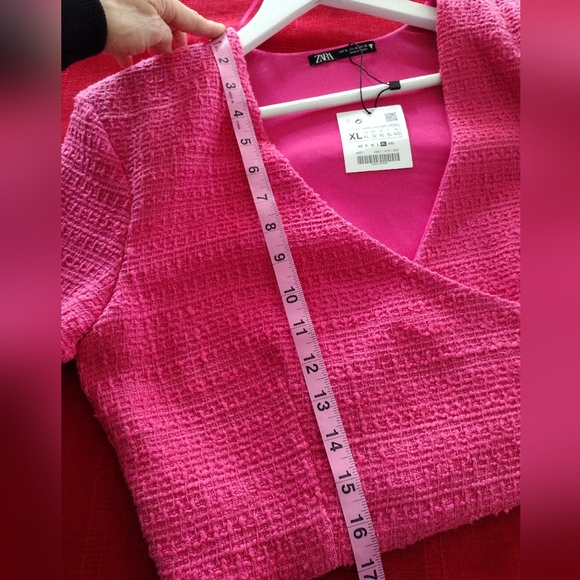 NWT Zara Pink Cropped Tweed Blazer Jacket XL - Picture 12 of 12